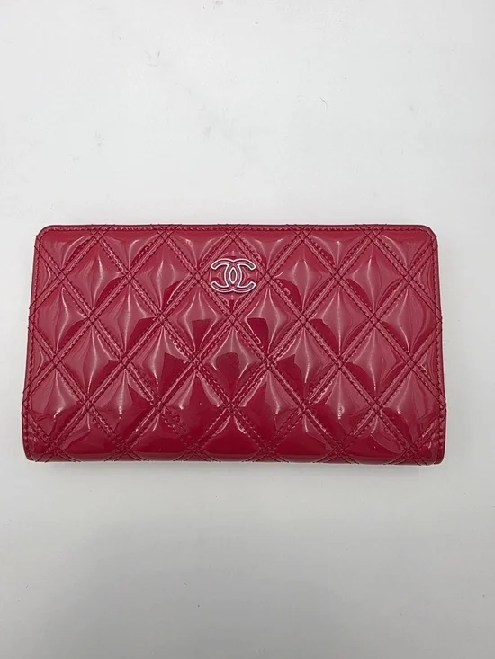 Chanel Matelassé Brilliant Long Patent Leather Wallet Rose Pink - Picture 1 of 11
